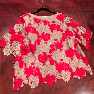 Like New Chico’s Sz 2 - Women’s Size Large - Crocheted Floral Top Blouse